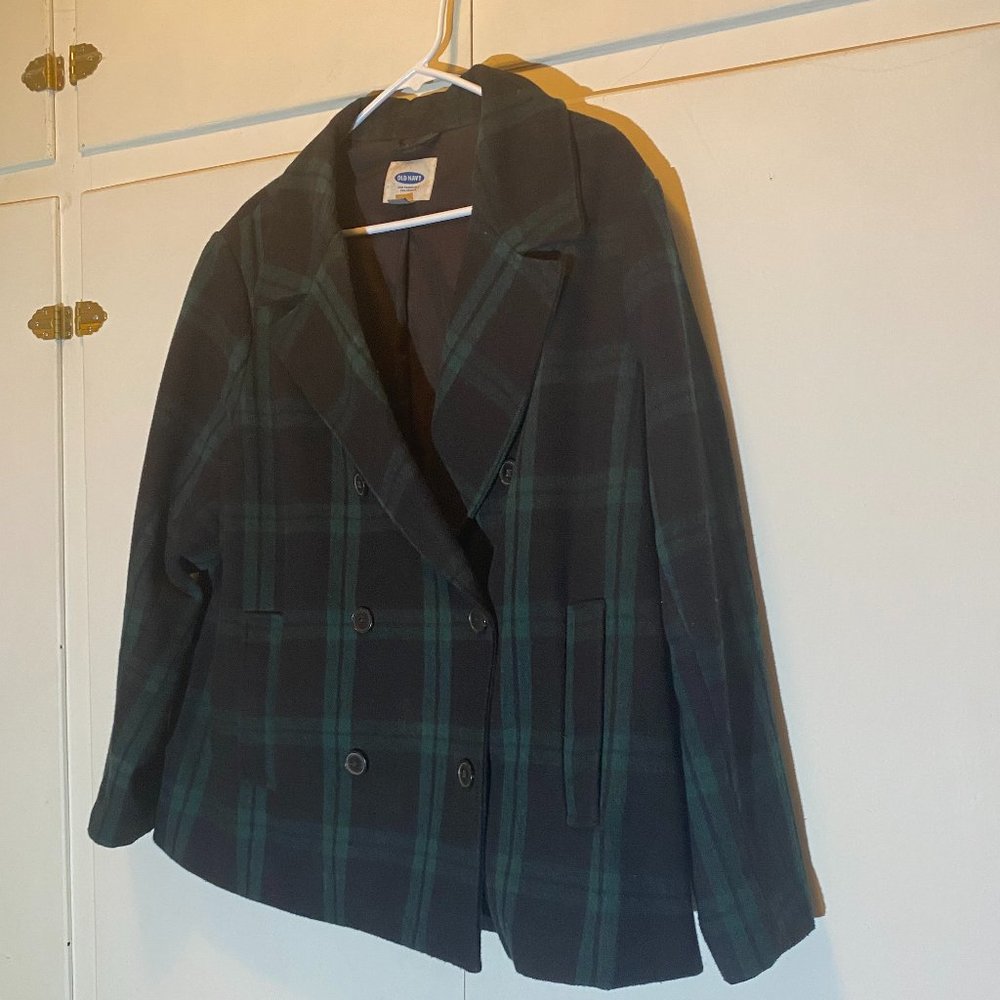 Old Navy Wool Blend Plaid P-Coat - Picture 6 of 12